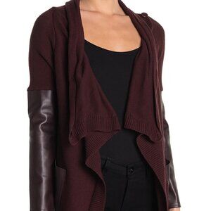 NEW BLANKNYC Faux Leather Trim High/Low Cardigan